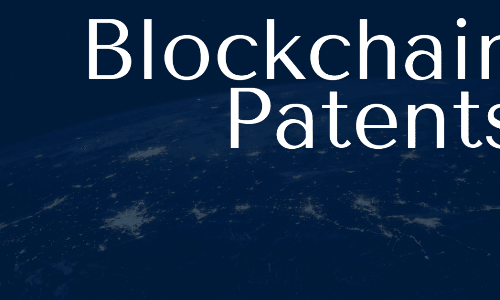 An image of earth with light connecting various places and the words "Blockchain Patents"