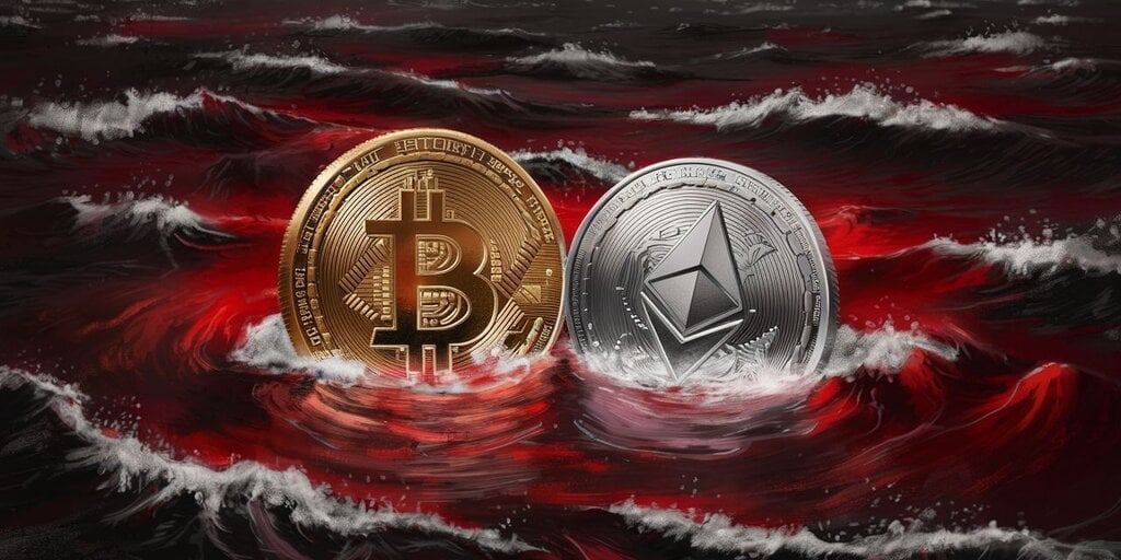 Bitcoin, Ethereum Prices Plunge as Crypto Liquidations Approach $500 Million