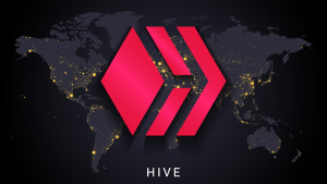 HIVE Blockchain Technologies logo on a world map. HIVE stock.