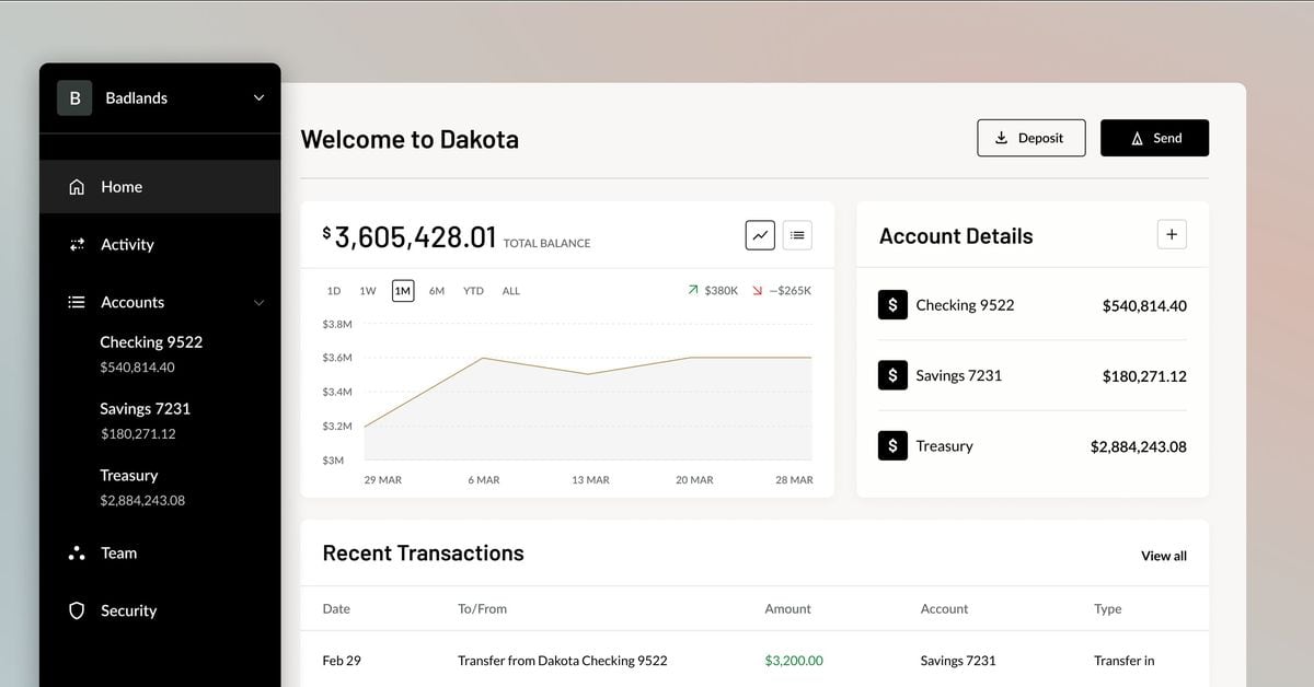 Dakota Plans to Provide Banking-Like Services on DeFi to Crypto Depositors